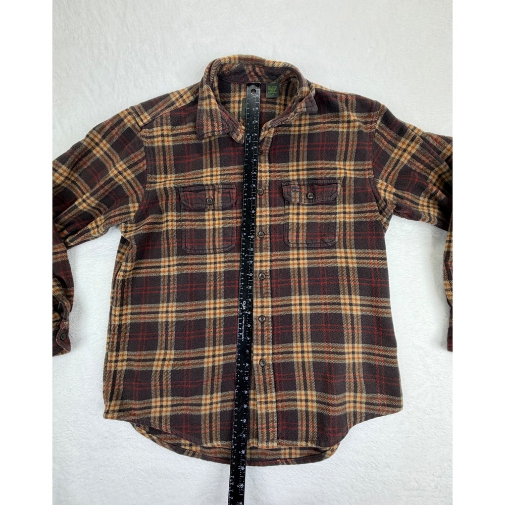 Timberland Mens Brown Plaid Cotton Flannel Button Down Shirt Large L Long Sleeve - Picture 5 of 9